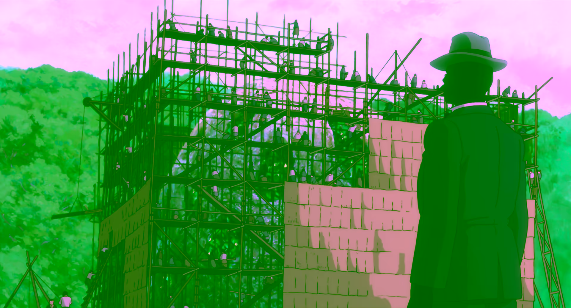 以人工建筑遮掩石塔